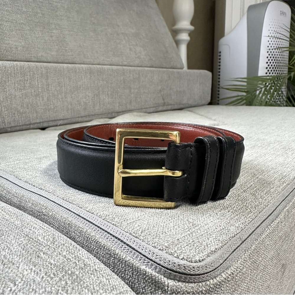 Coach Men’s 7600 Black Leather Belt Brass Square Buckle 38/95cm